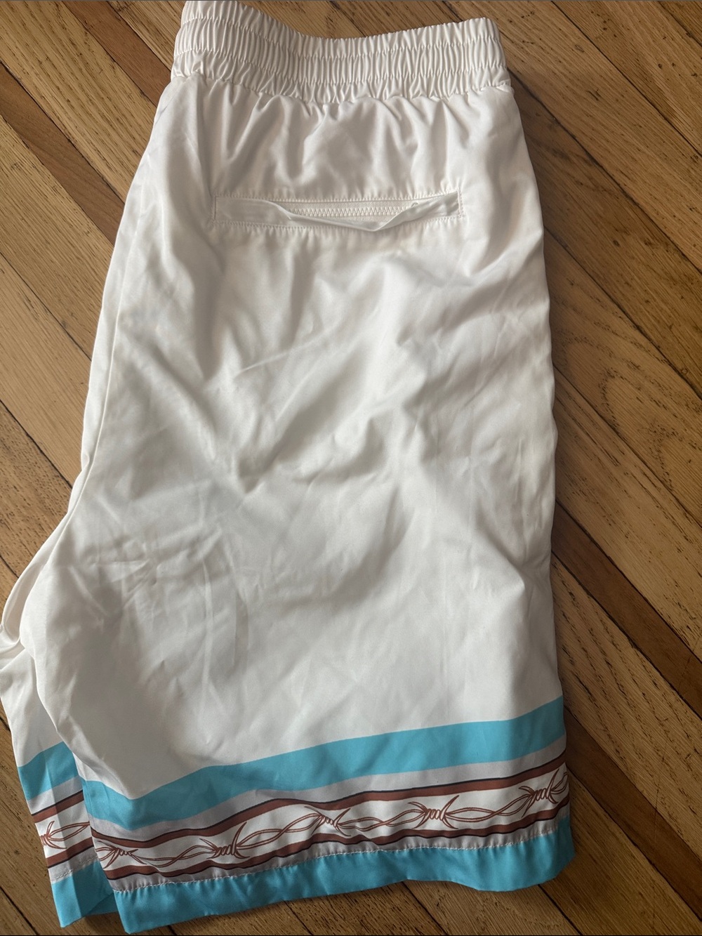 COOKIES (large) Men’s White & Turquoise Patterned Swim Shorts NEW - Picture 5 of 5